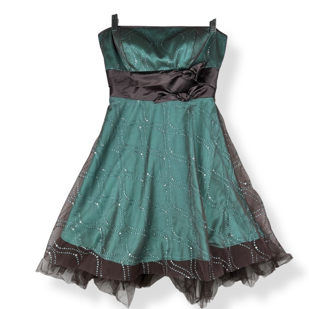 Morgan & Co Fairy Party Dress Womens Size 3 4 Strapless Sparkle Y2K 2000s Glam